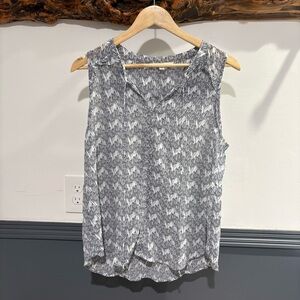 Fun 2 Fun Black and White Patterned Sleeveless Blouse